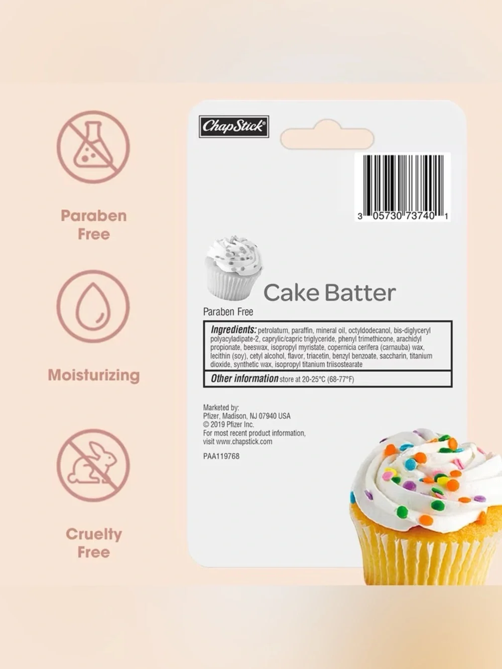 Set of 4 ChapStick Cake Batter Limited Edition Flavored Lip Balm Tubes